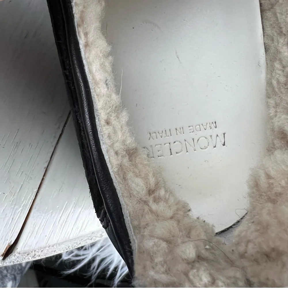 505bii Moncler black suede fur lined slip on men's size 8 - Picture 10 of 11